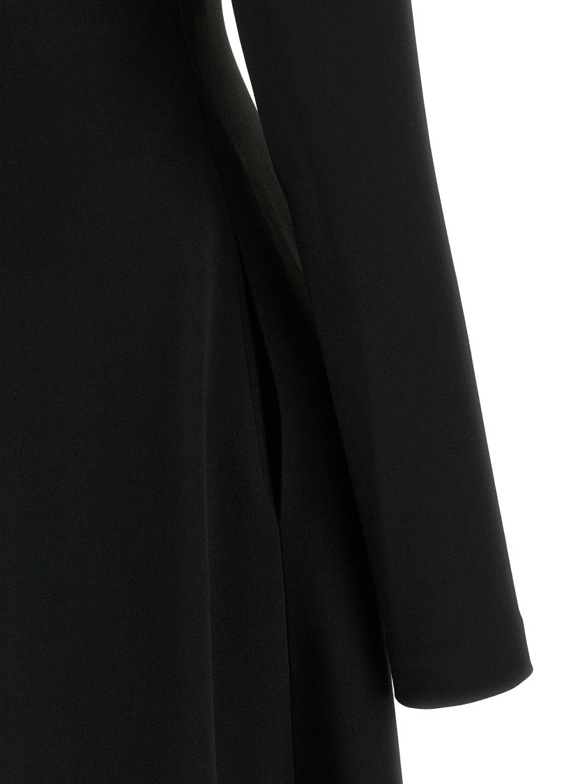 Alberta Ferretti Slightly Stretch Cady Midi Dress With Off-The-Shoulder Neckline