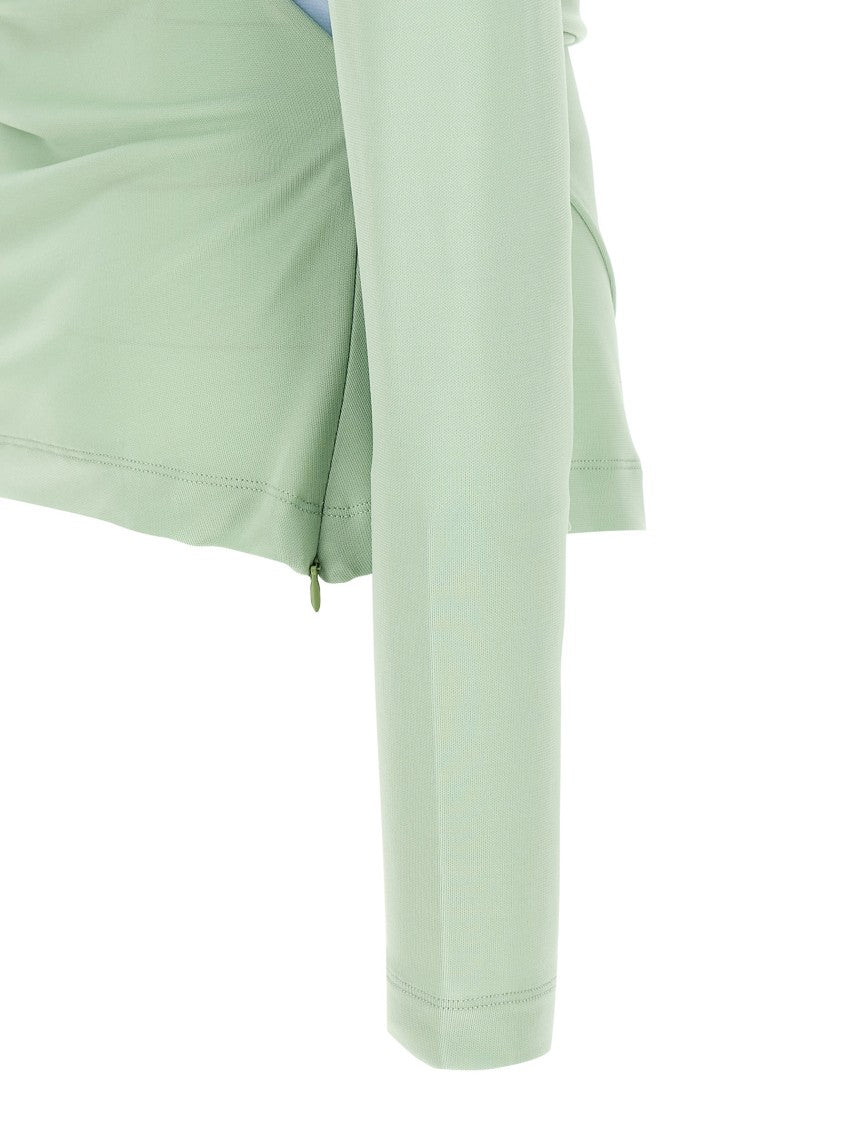 Victoria Beckham Two-Tone Jersey Draped Top With Asymmetric Cut