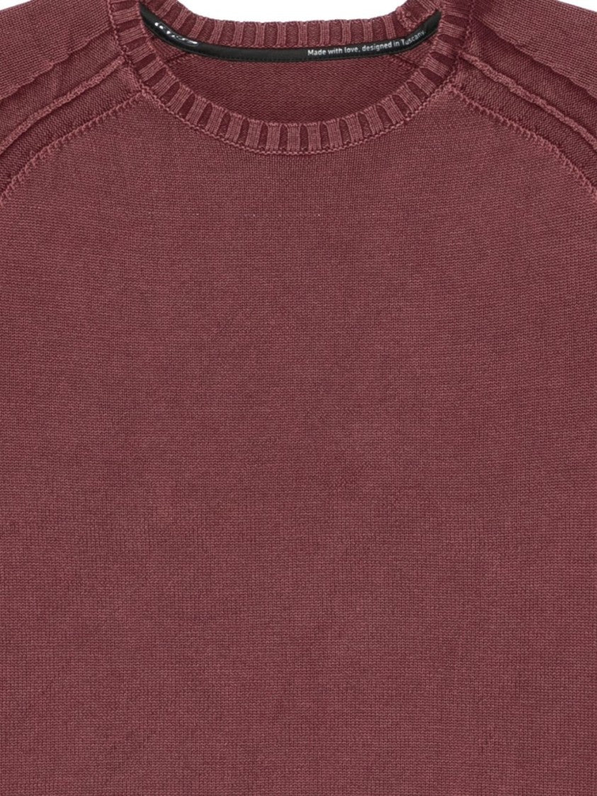 Rrd Bordeaux Crew Neck Sweater With Ribbed Detailing