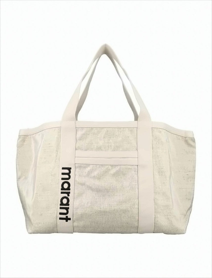 Isabel Marant Textured Fabric Tote Bag With Bold Lettering