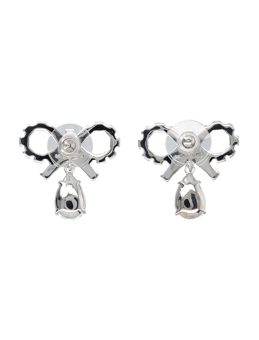Self-Portrait Micro Bow Crystal Earring