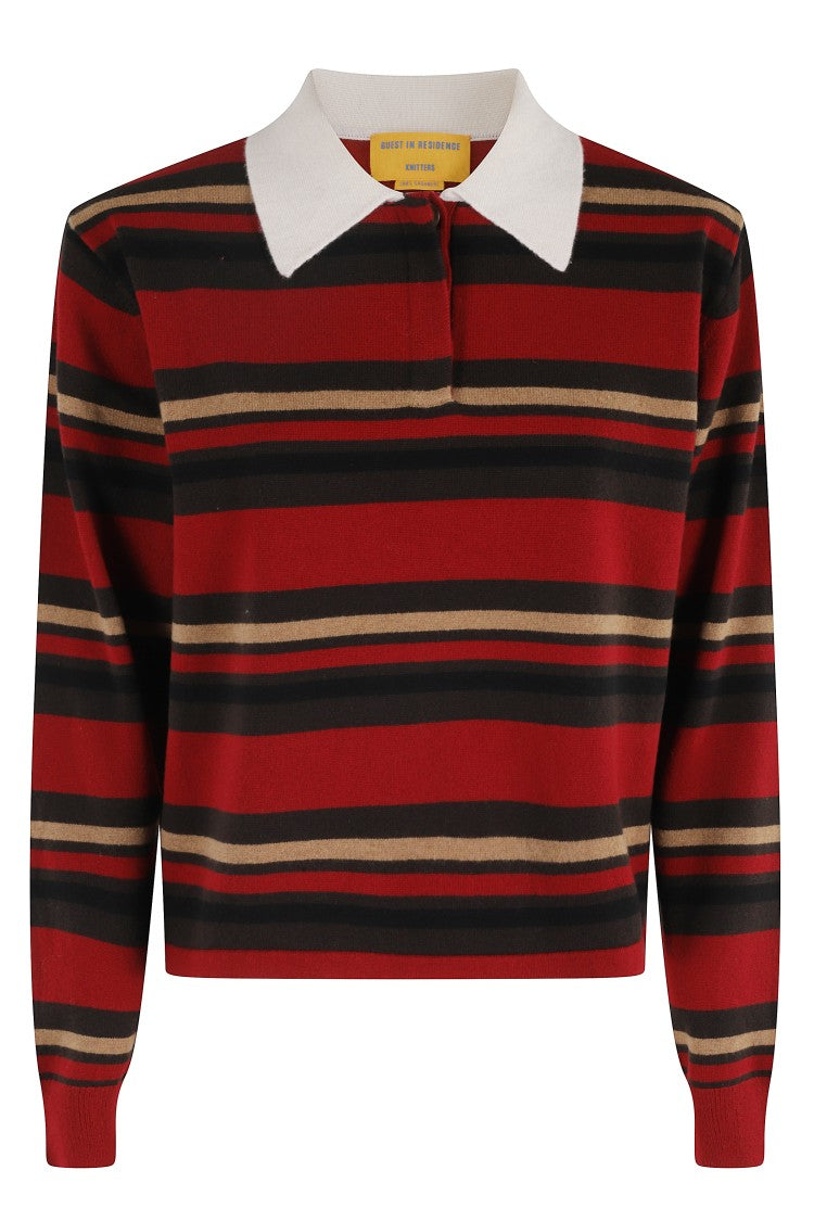 Guest In Residence Cropped Rugby Sweater With Classic Collar And Striped Pattern