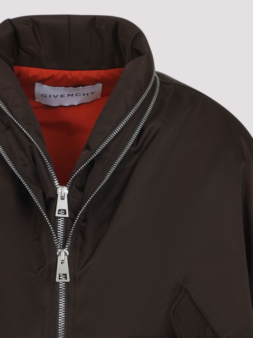 Givenchy Cropped Bomber Jacket With High Collar And Front Zip Closure