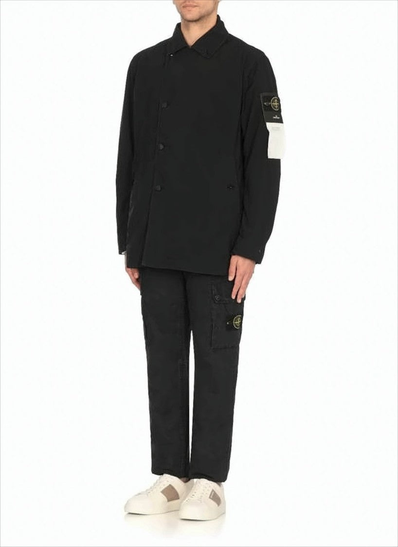 Stone Island Boxy Black Casual Jacket With Wide Collar