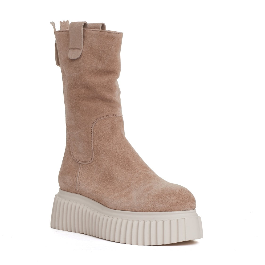 Agl Beige Suede Ankle Boot White Bottom