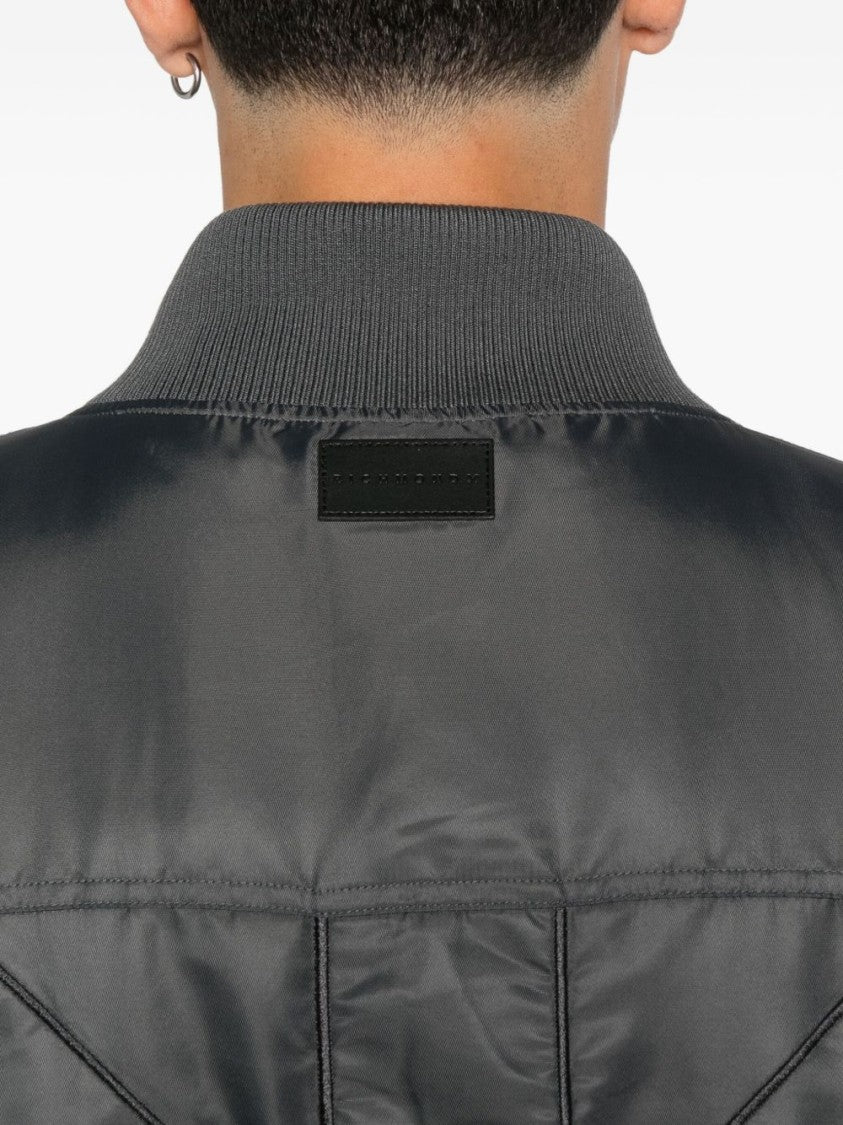 John Richmond Contemporary Bomber Jacket With Ruched Sleeve Details