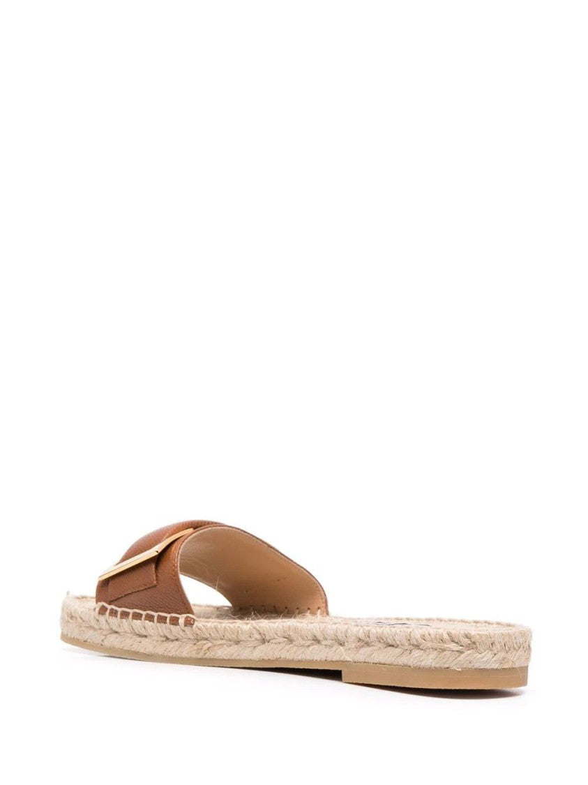 Sergio Rossi Woven Leather Mules With Gold-Tone Buckle Accent