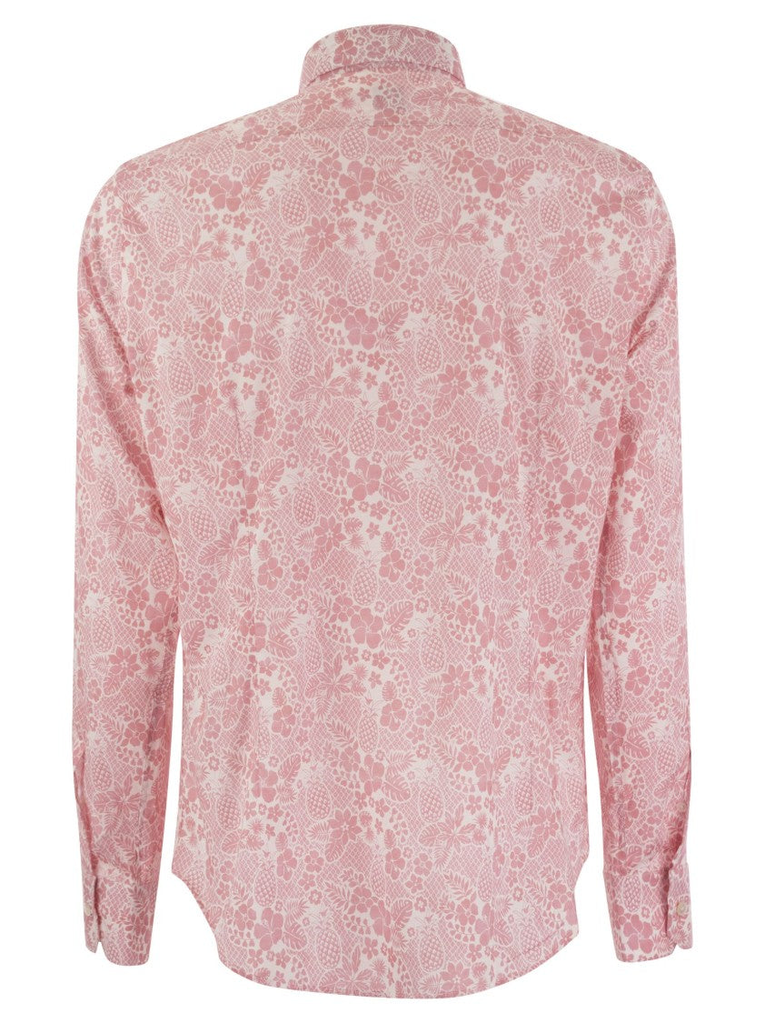 Fedeli Printed Stretch Cotton Voile Shirt