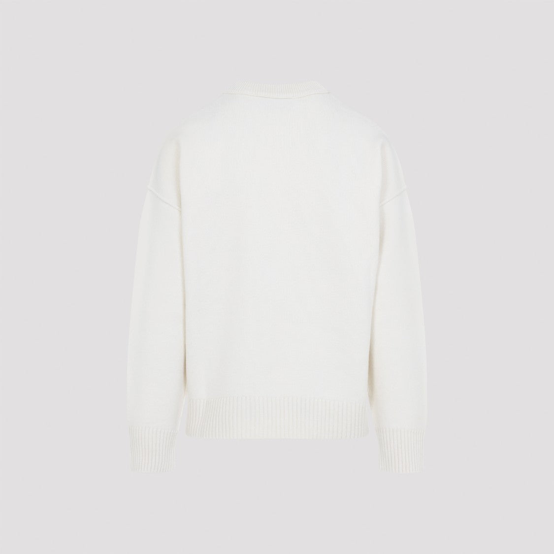 Ami Adc Crewneck Off White And Red Wool Sweater