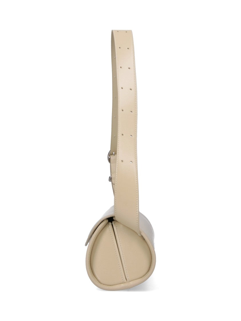 Jil Sander Small Cream Leather Shoulder Bag With Adjustable Strap
