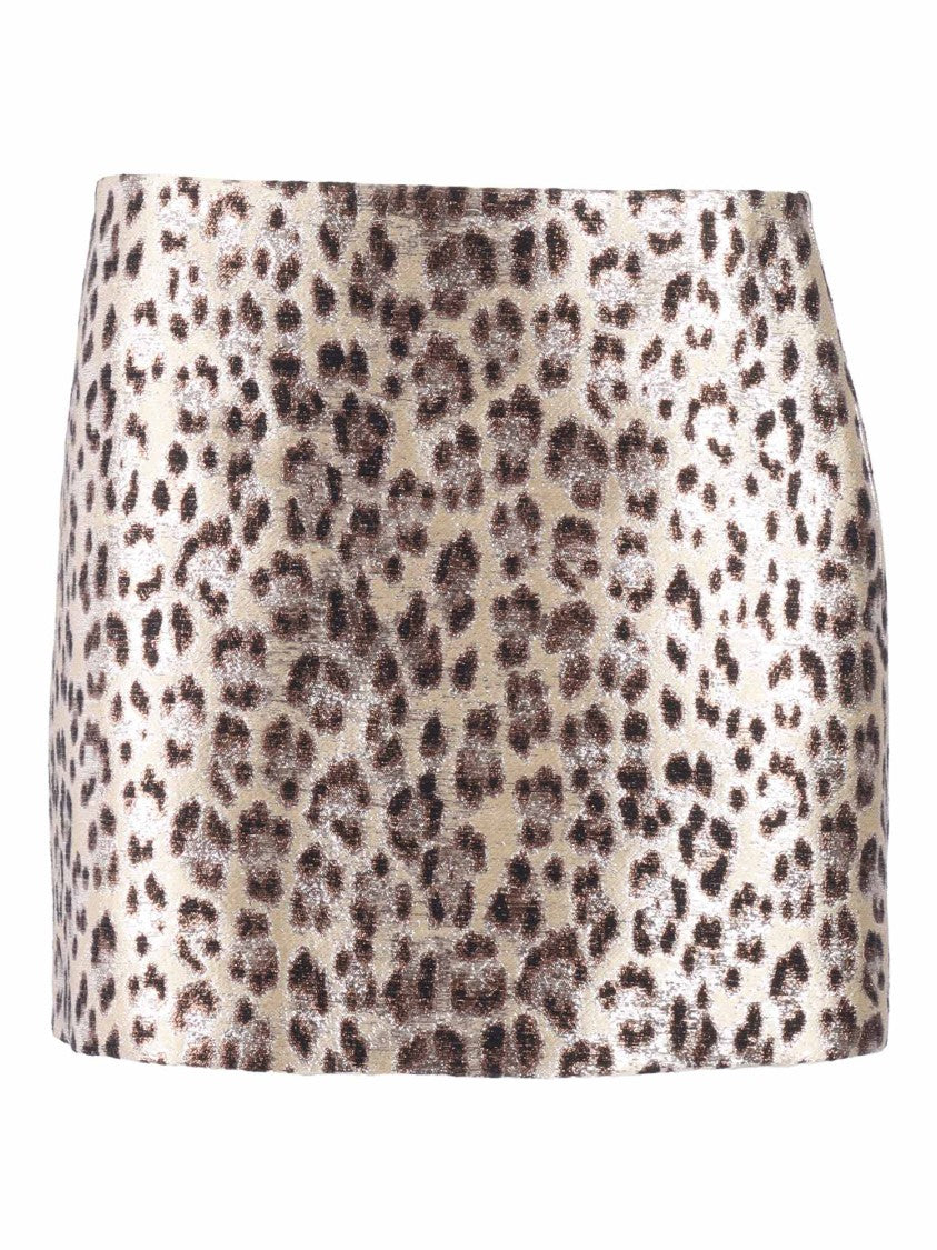 P.A.R.O.S.H. Shiny Leopard Print Mini Skirt