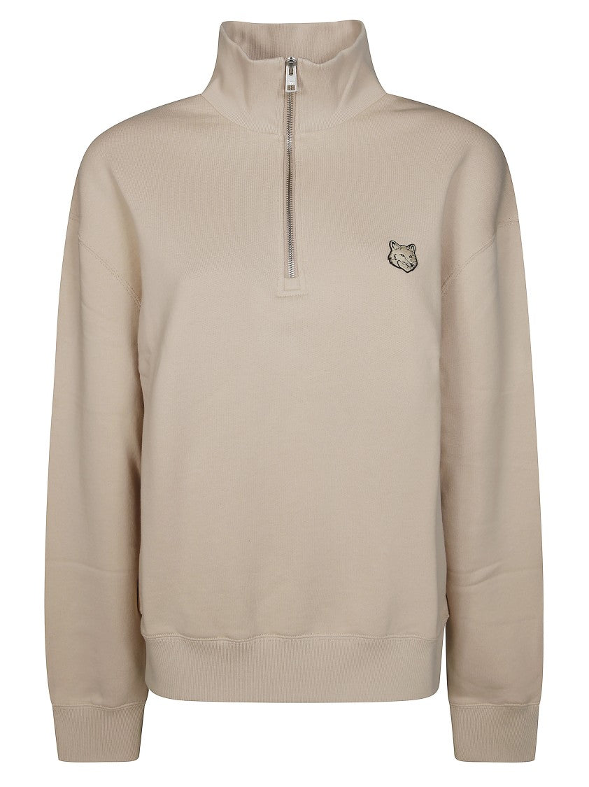 Maison Kitsuné Half-Zip Pullover Sweatshirt With Embroidered Detail