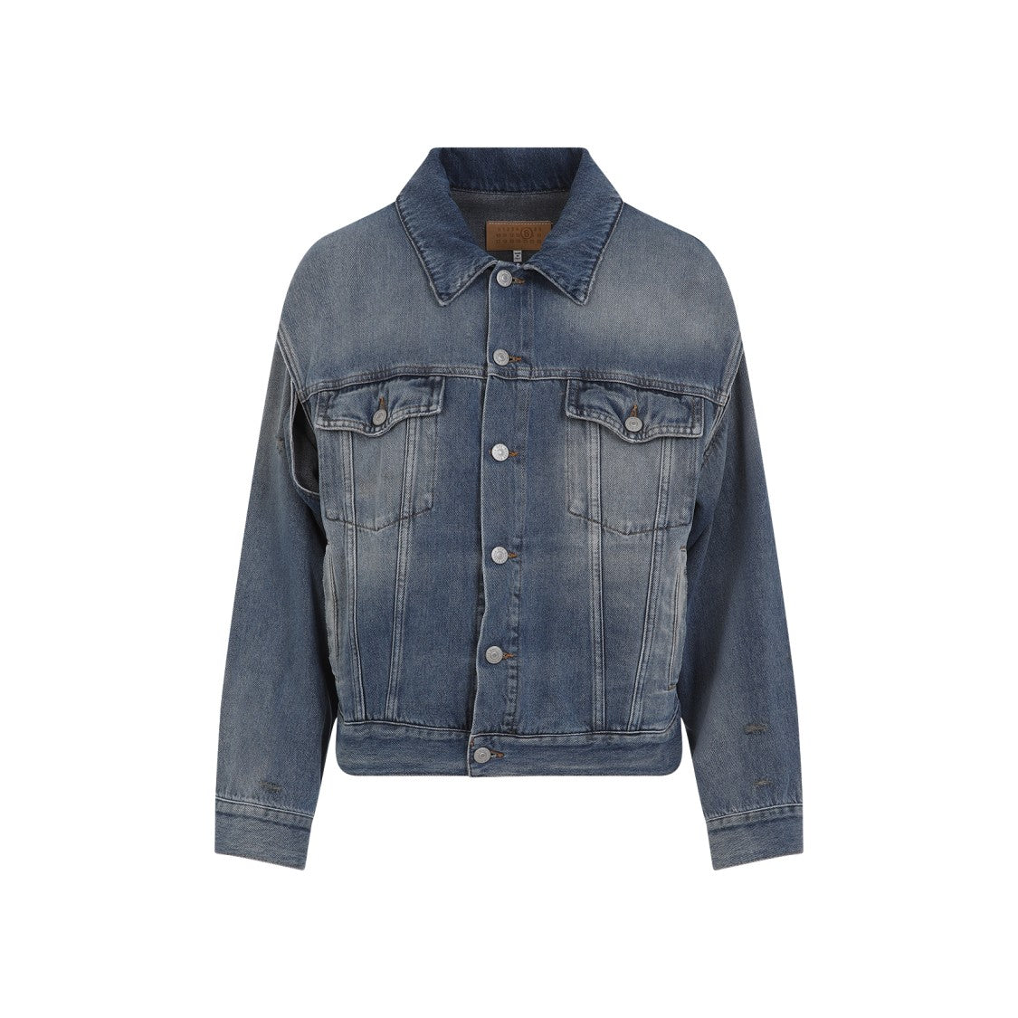 Mm6 By Maison Margiela Vibrant Blue Oversized Denim Jacket With Classic Design