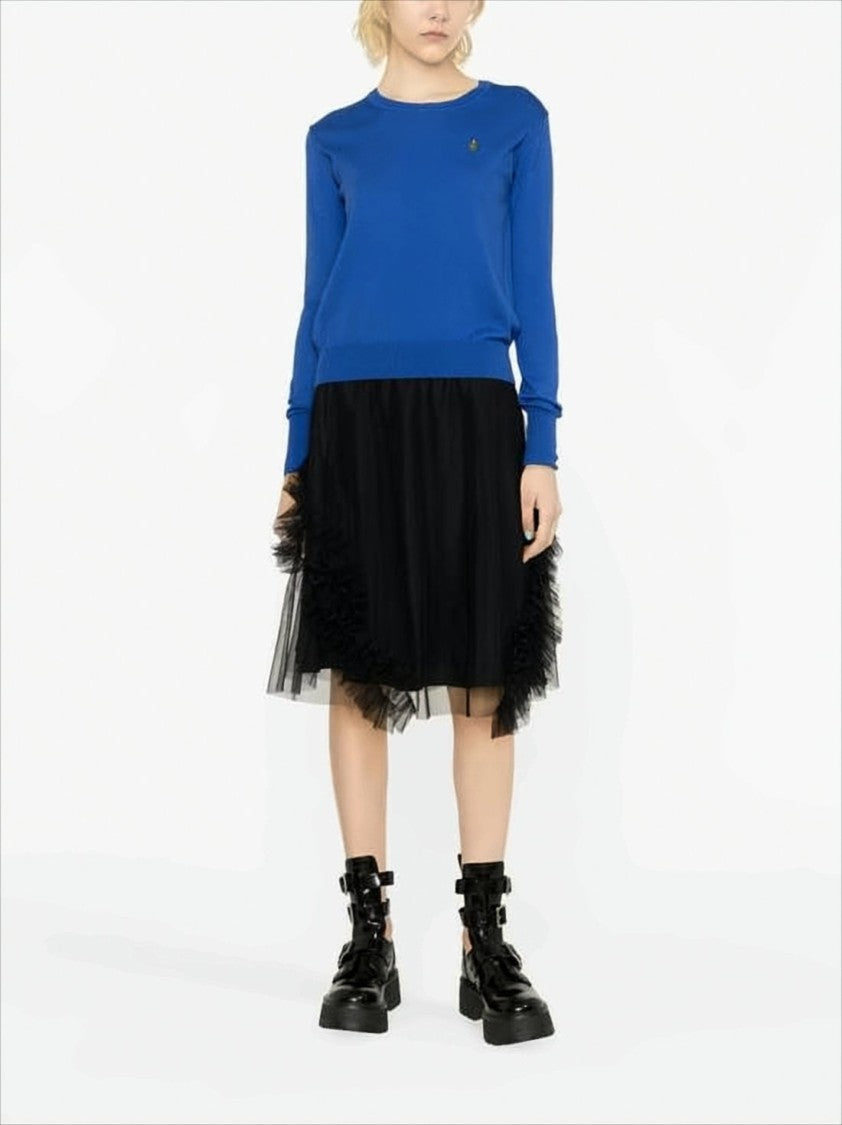 Vivienne Westwood Fitted Cashmere Blend Sweater With Classic Crew Neckline