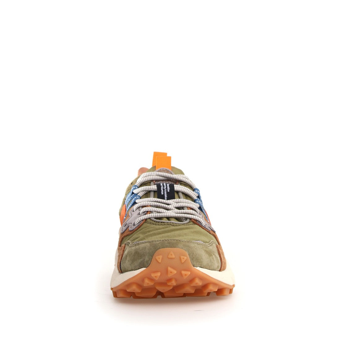Flower Mountain Green Gray Suede And Orange Leather Inserts Yamano Sneakers