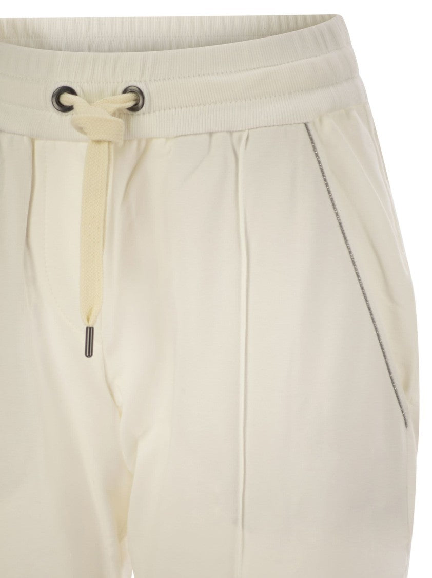 Brunello Cucinelli Track Trousers In Lightweight Stretch Cotton Fleece