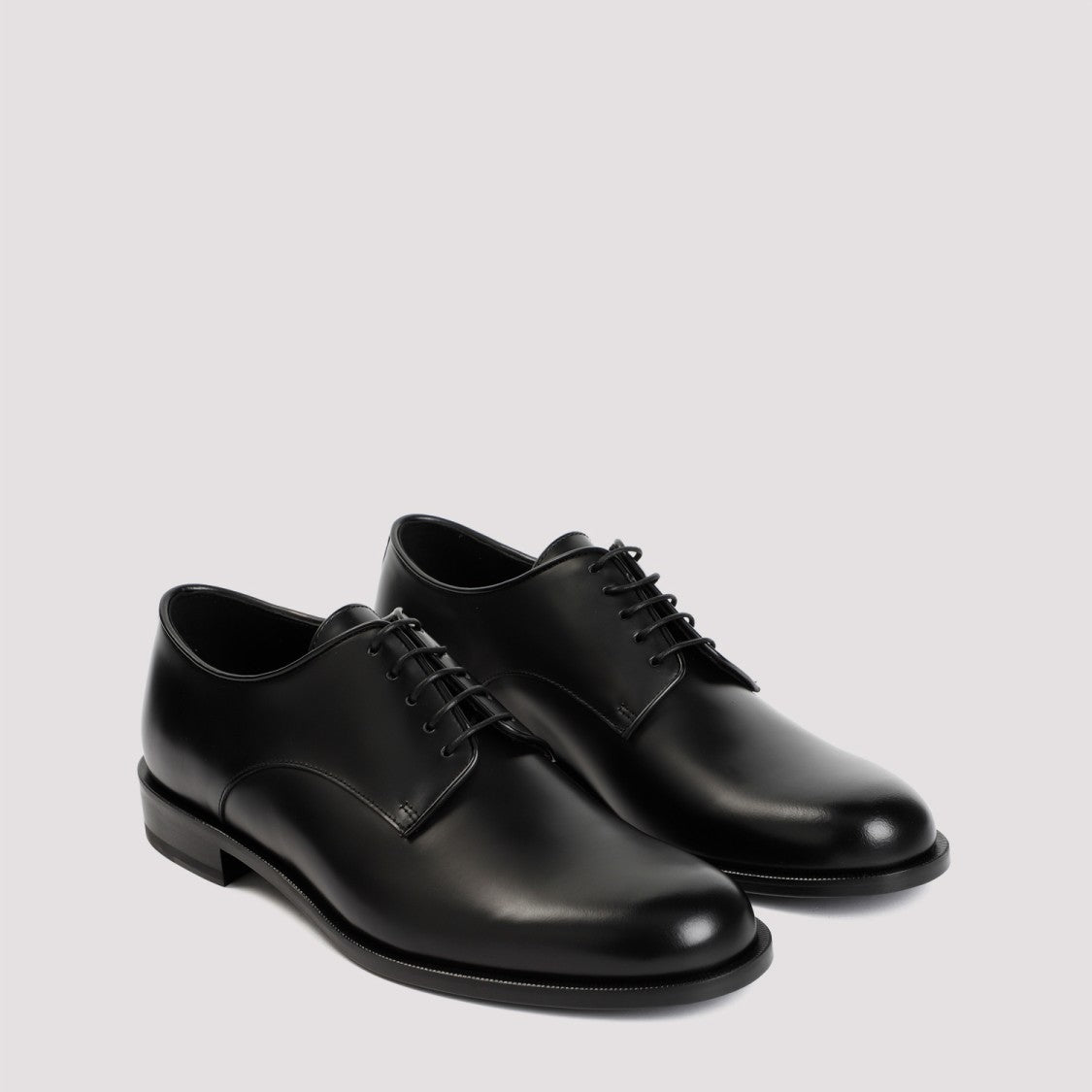 Giorgio Armani Black Bull Leather Laced Shoes
