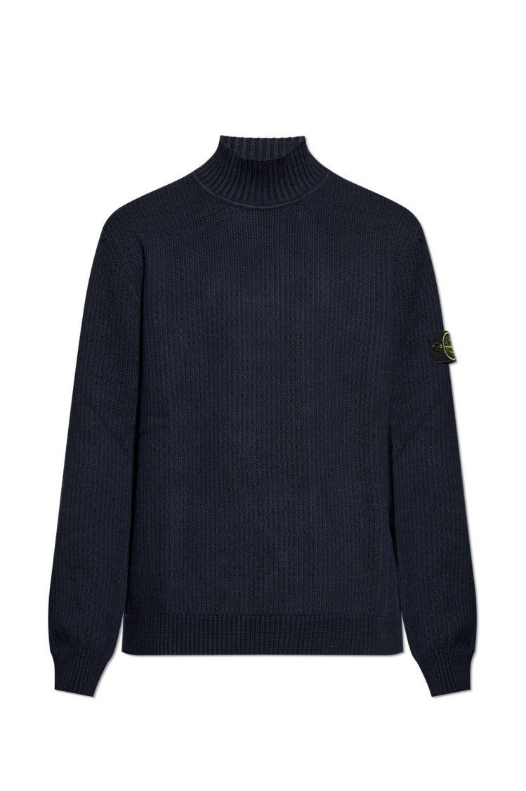 Stone Island Classic Crew Neck Sweater In Solid Blue