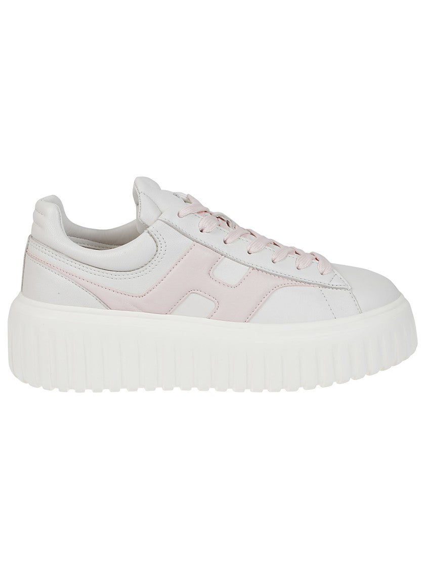 Hogan H645 Leather Sneakers With Platform Sole