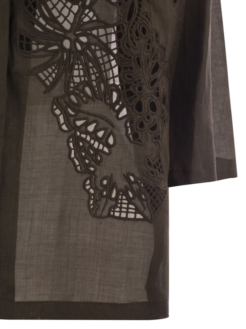 Max Mara Legno - Boxy Shirt In Ramie Canvas
