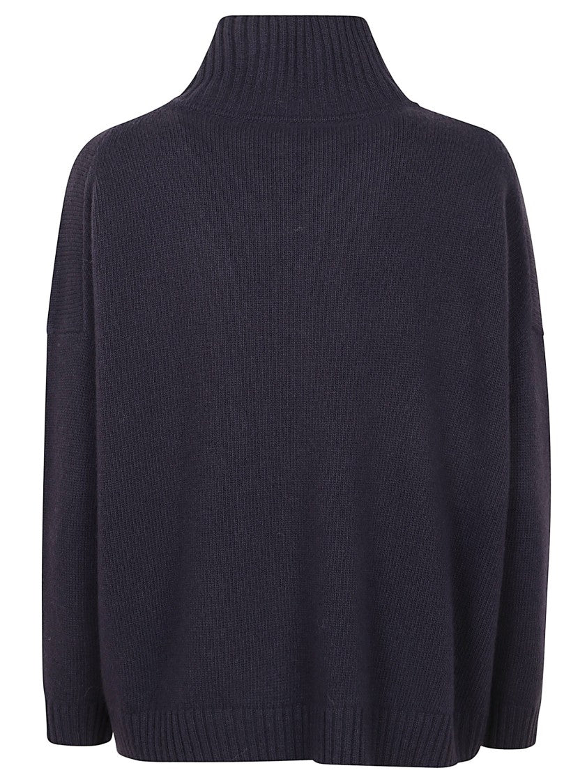 Max Mara Overfit Blue Wool Turtleneck Sweater