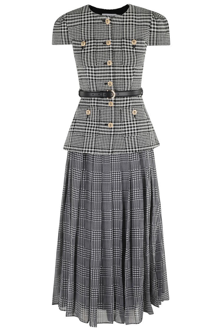 Self-Portrait Houndstooth Tailored Midi Dress
