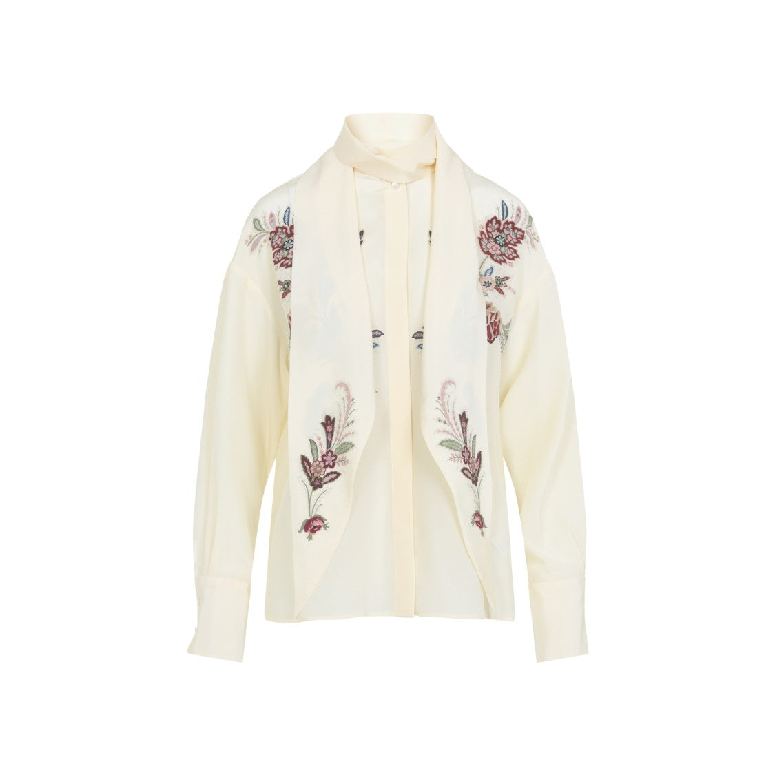 Etro Silk Shirt With Floral Embroidery And Draped Detail