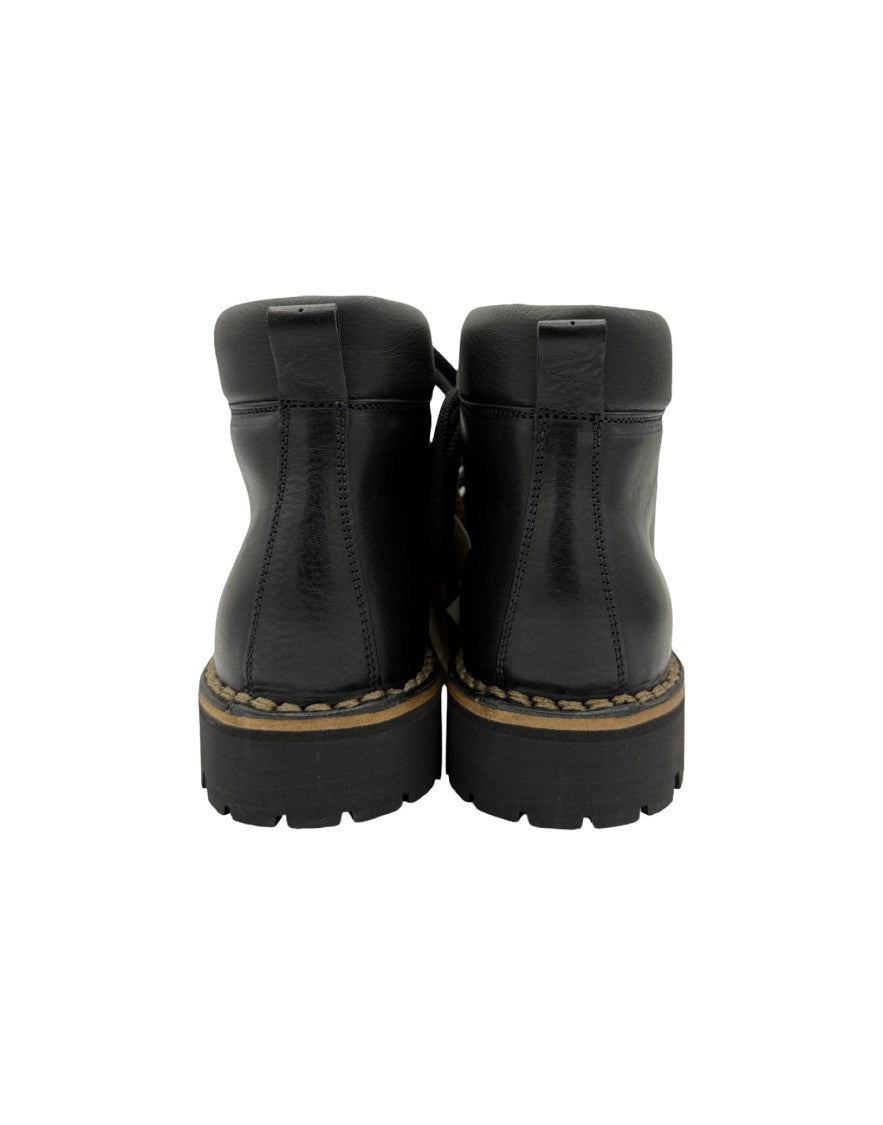 Yoshino Ankle-High Black Leather Boots With Padded Collar