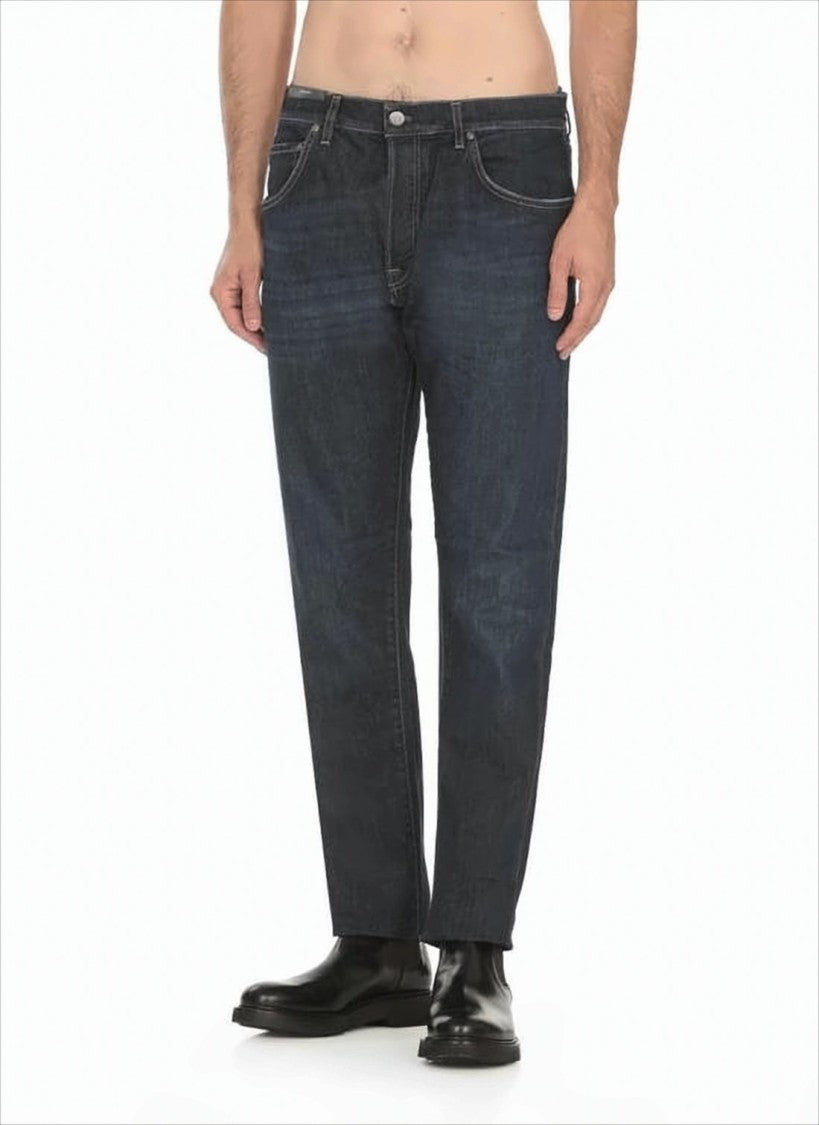 Pt Torino Straight-Leg Denim Pants With Dark Indigo Wash And Five-Pocket Design