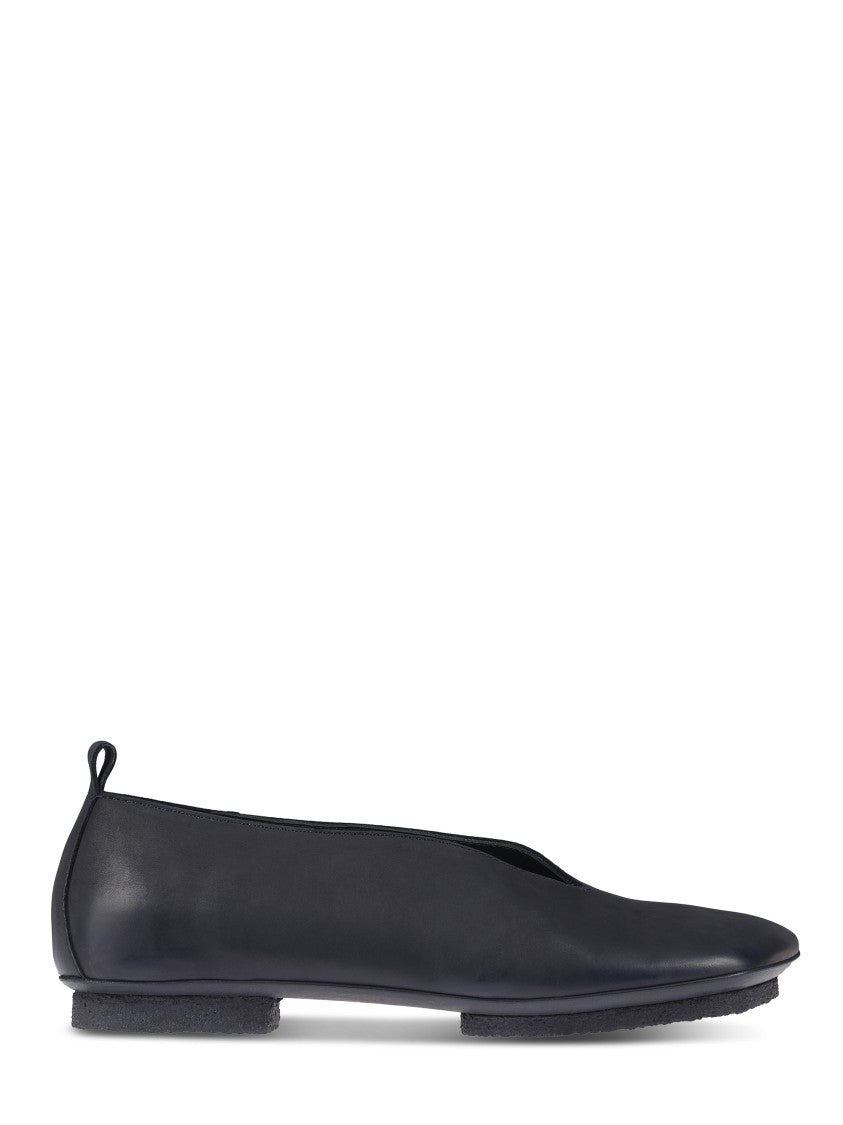 Uma Wang Black Leather Ballet Flats With Textured Sole