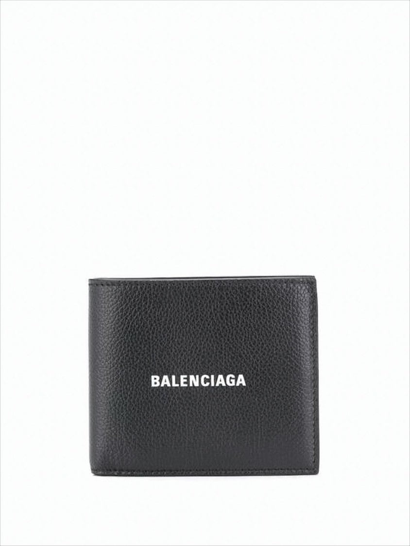 Balenciaga Textured Leather Bifold Wallet With Prominent Logo