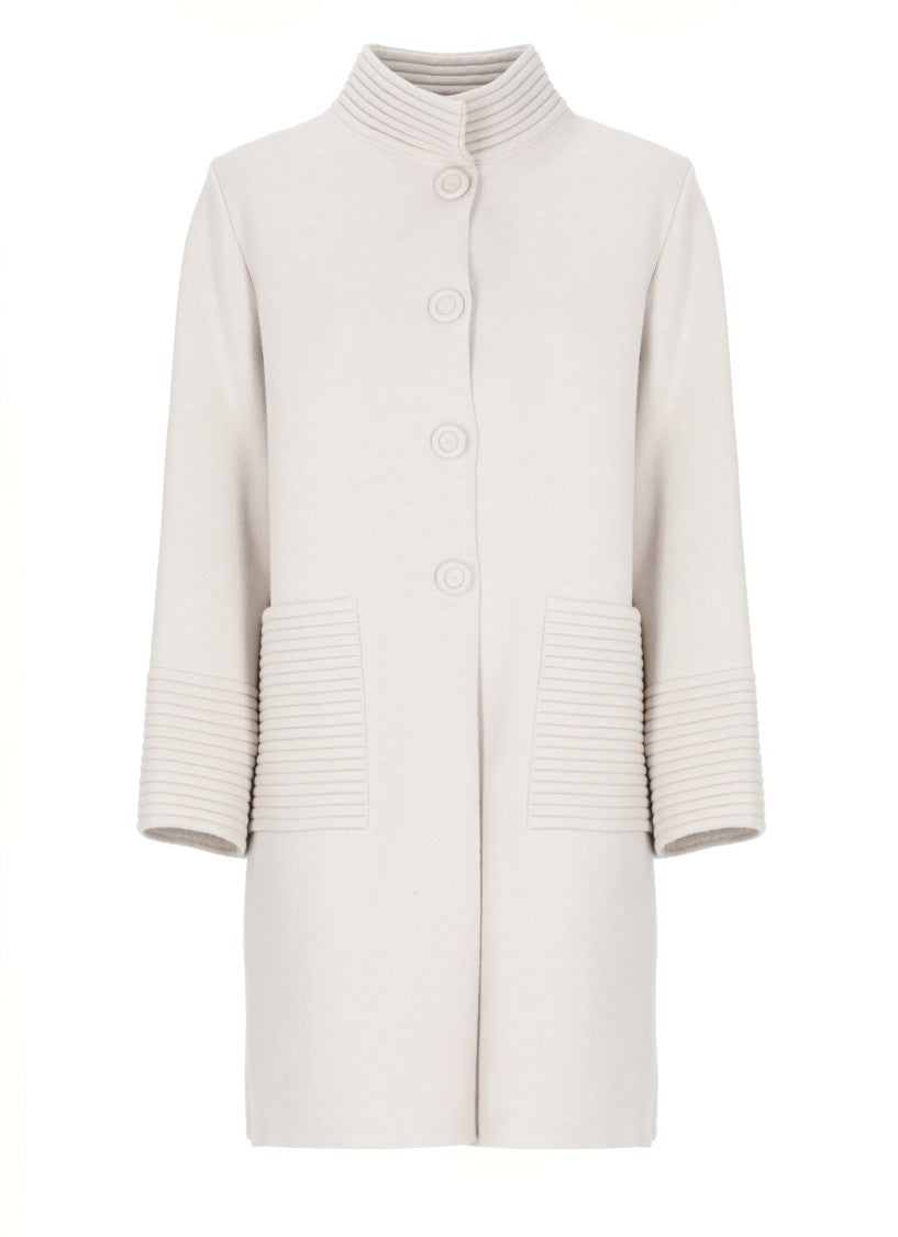 D. Exterior Beige Wool Coat