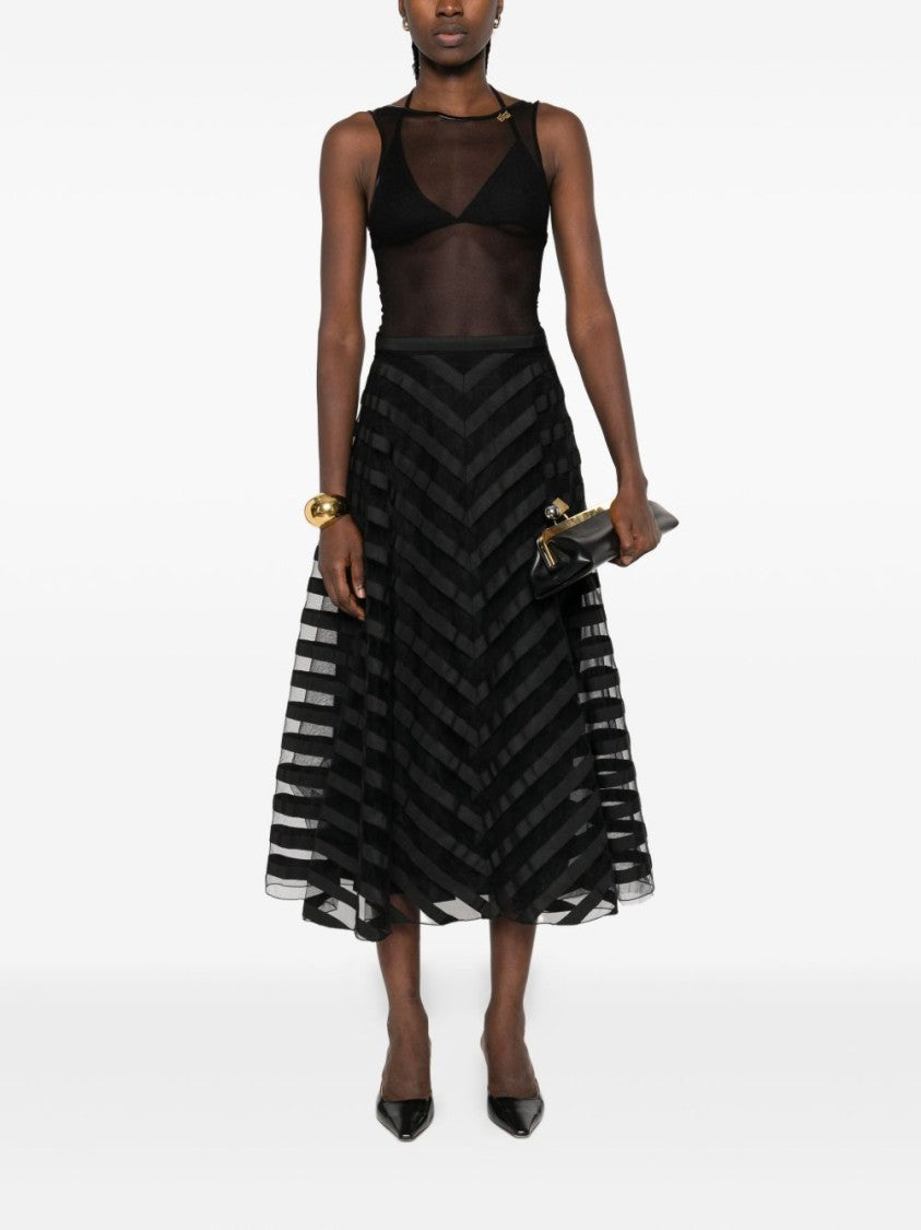 Elisabetta Franchi Sheer Black Bodysuit With Scoop Neckline