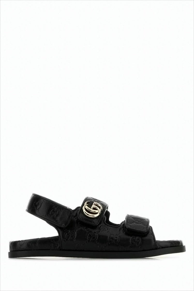Gucci Black Leather Sandals