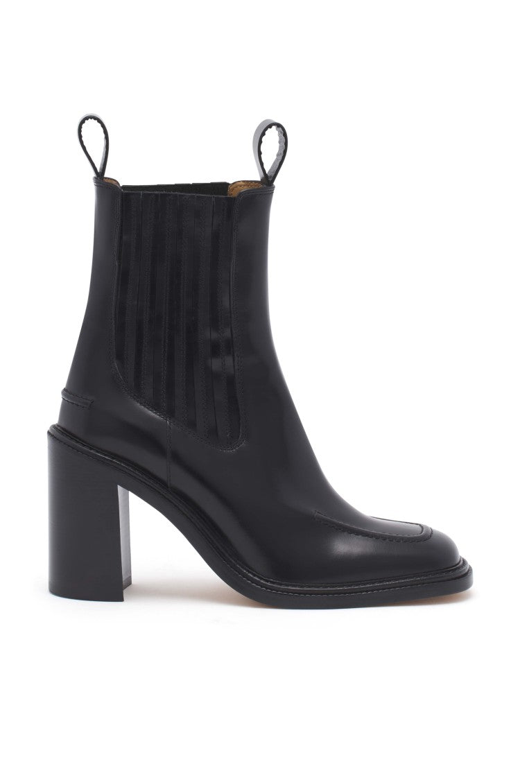 Maison Kitsuné Polished Black Leather Boots