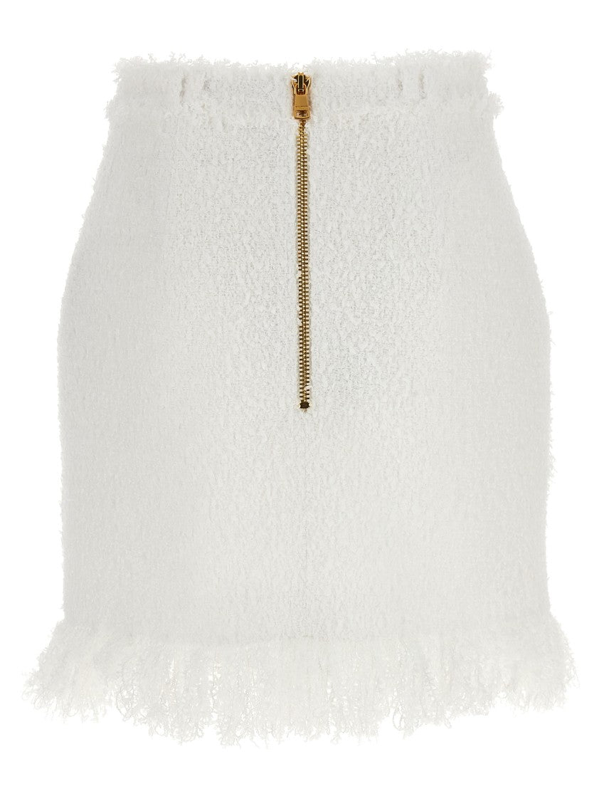 Balmain Button Tweed Skirt
