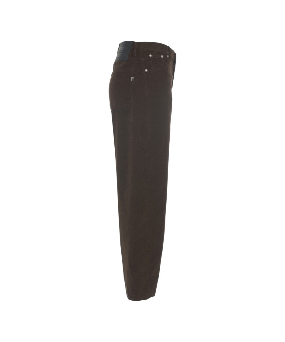 Dondup High-Waisted Relaxed Fit Trousers With Prominent Button Closure