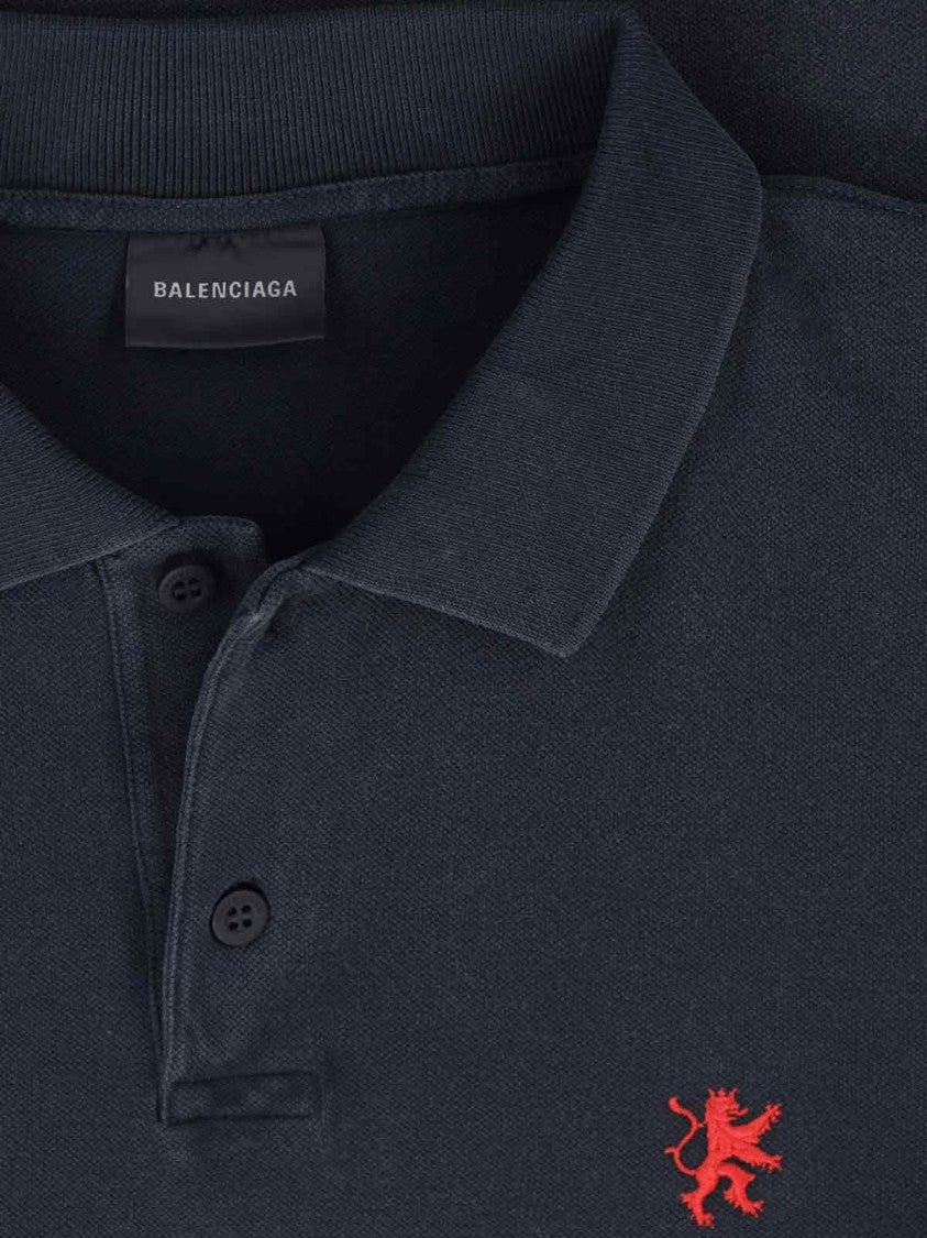 Balenciaga Embroidered Polo Shirt – Black/Red