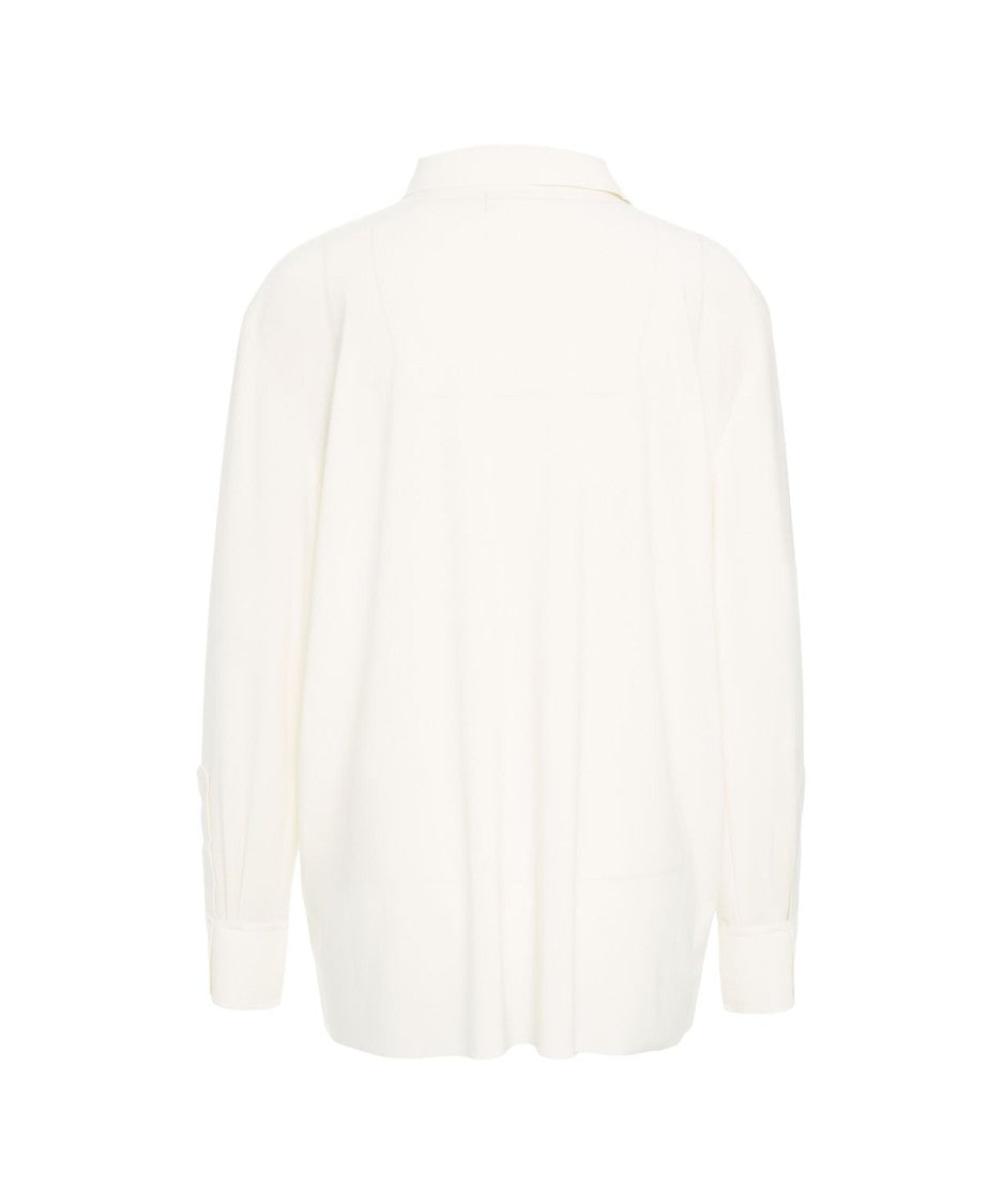 Norma Kamali Fluid-Fit Oversized Blouse With Classic Shirt Collar