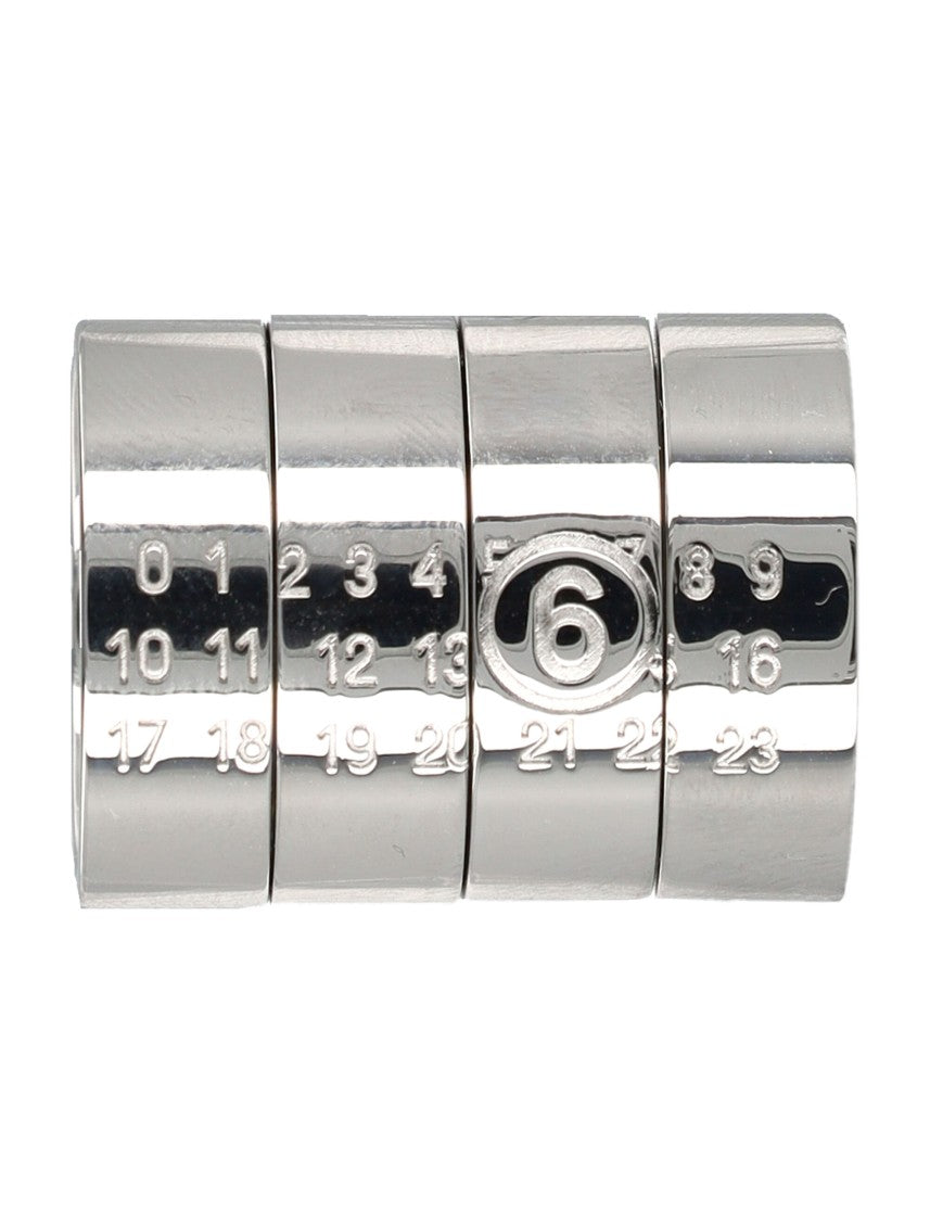 Mm6 By Maison Margiela 4 Ring Modular Stacked Numeric Silver Ring Set