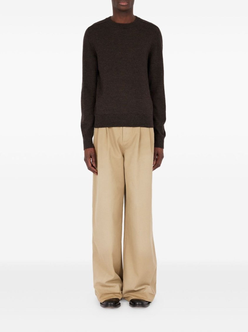 Maison Margiela Brown Wool Sweater With Contrasting Elbow Patches