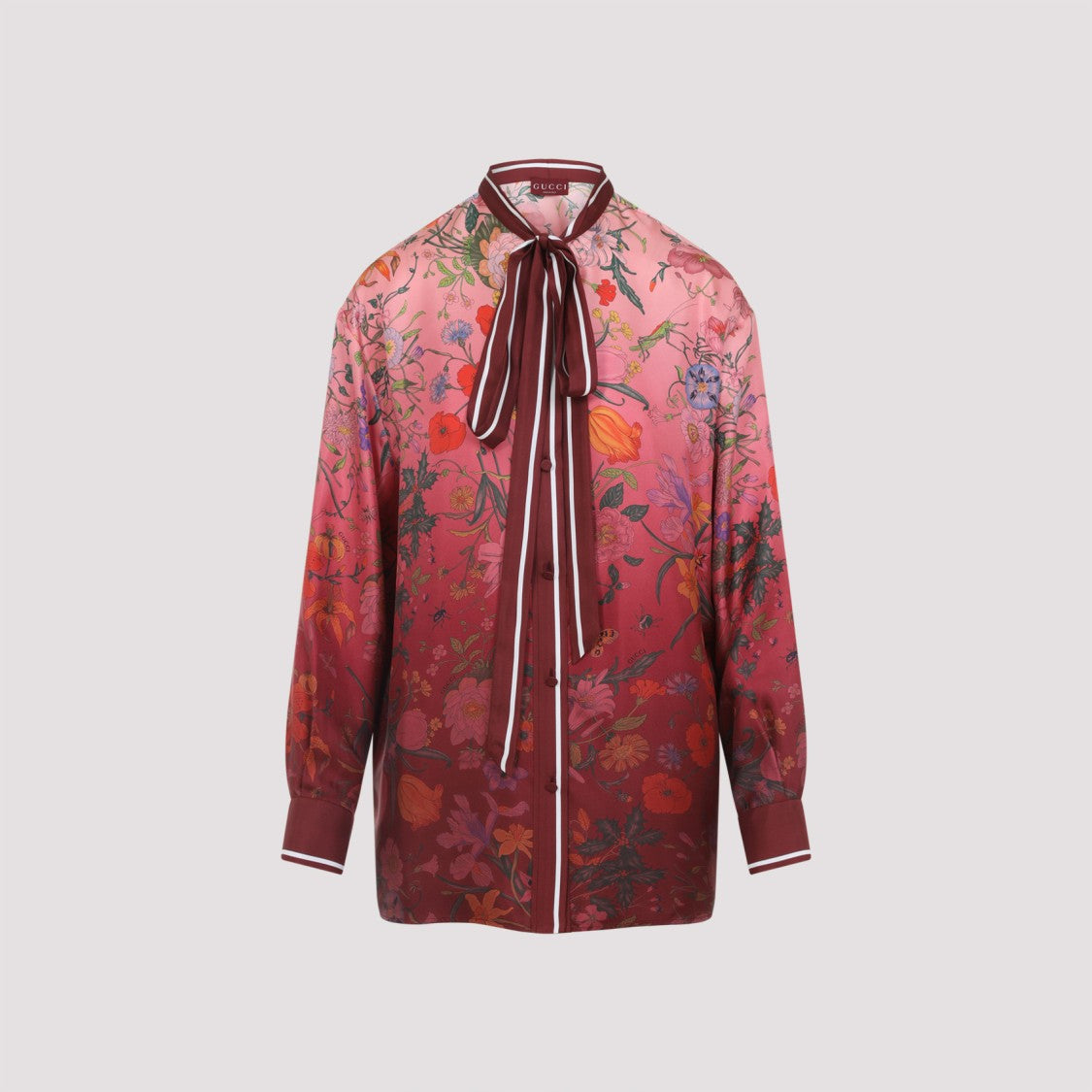 Gucci Pink Silk Degrade Floral Shirt