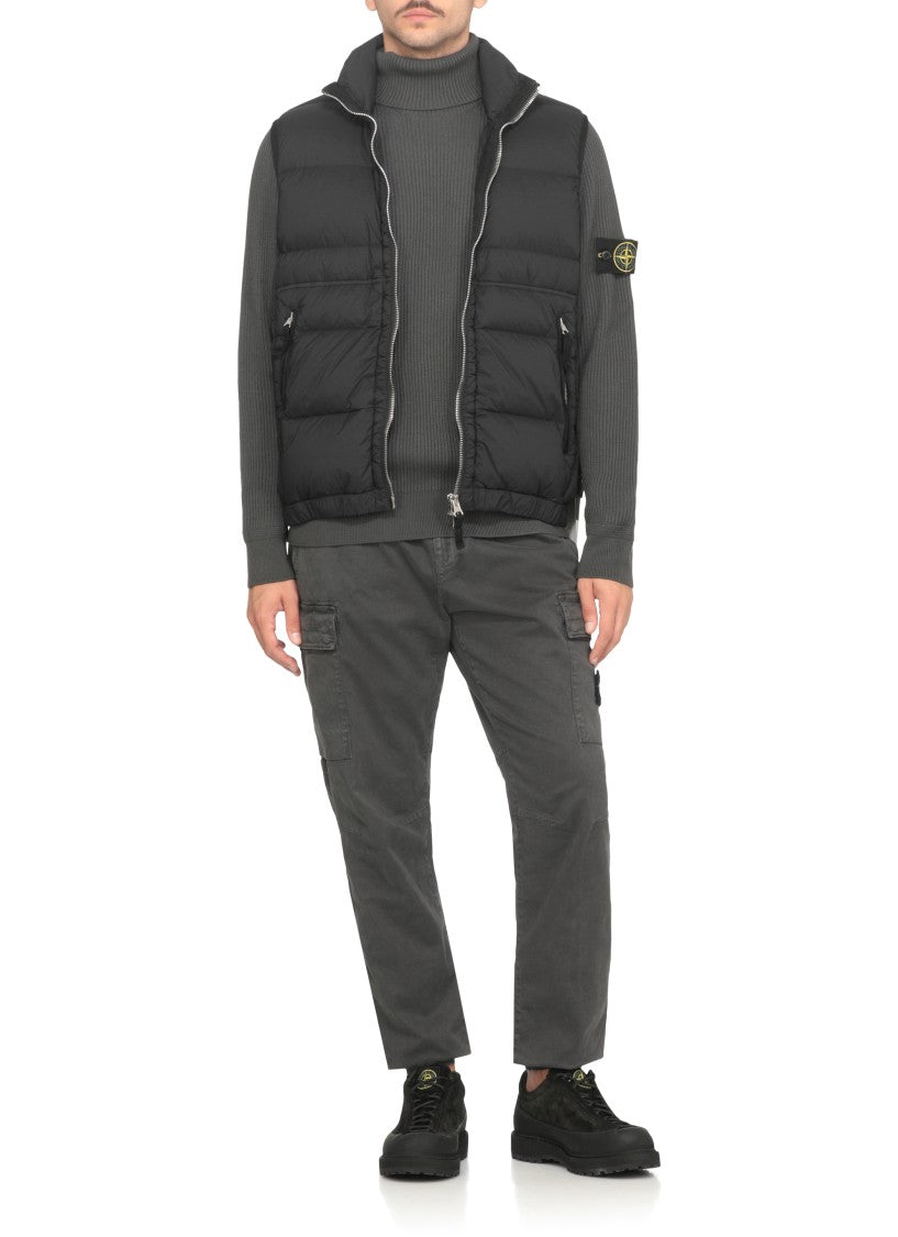 Stone Island High Neck Dark Grey Wool Sweater