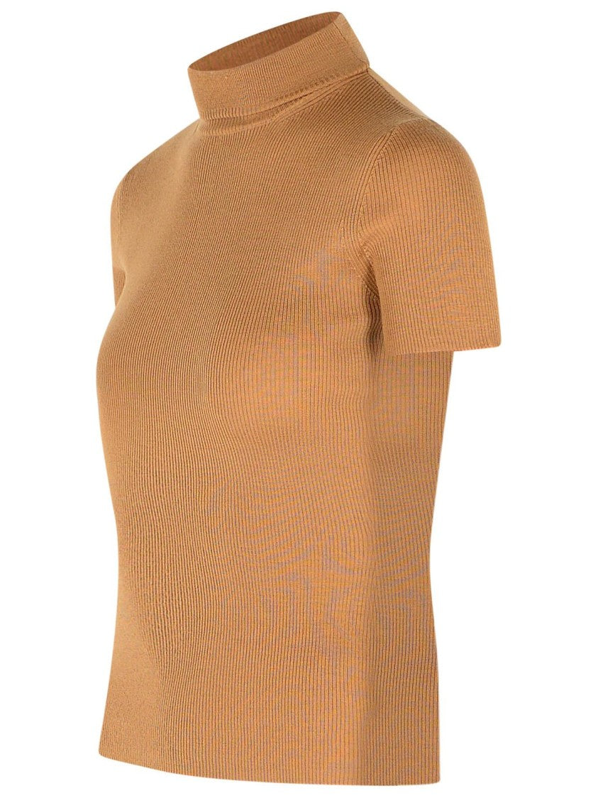 Max Mara Afa 1234' Camel Wool Yarn Turtleneck Sweater