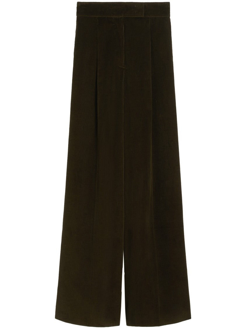 Max Mara Classic Tailored Cotton Trousers With Structured Waistband