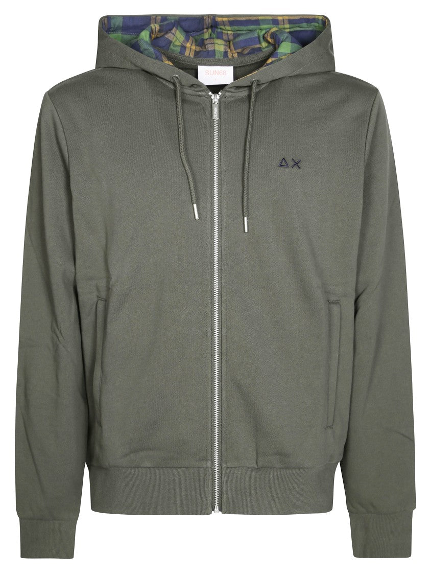 Sun 68 Zip-Up Hoodie With Contrasting Fabric