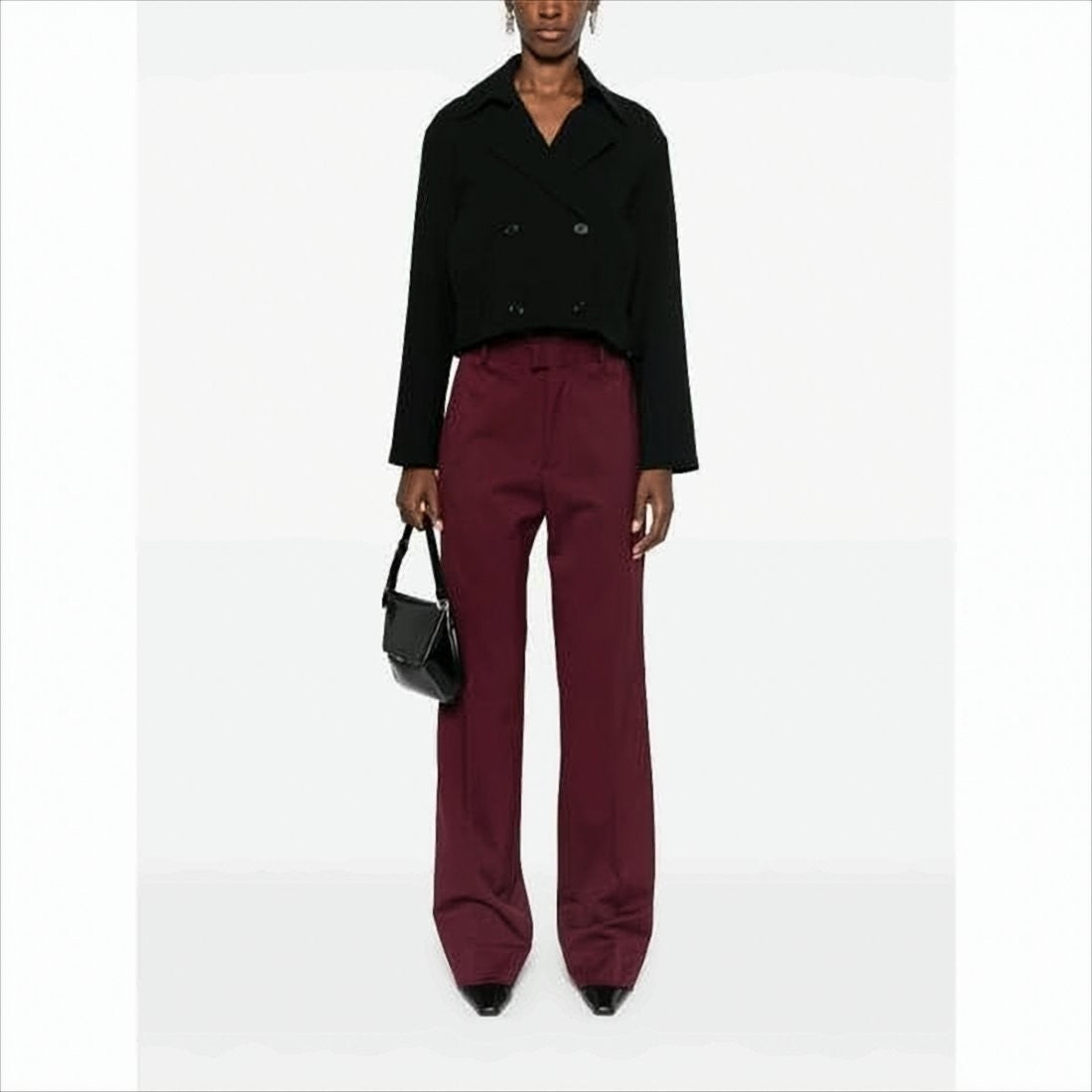 Theory Cropped Double-Breasted Jacket With Wide Lapel And Structured Fit