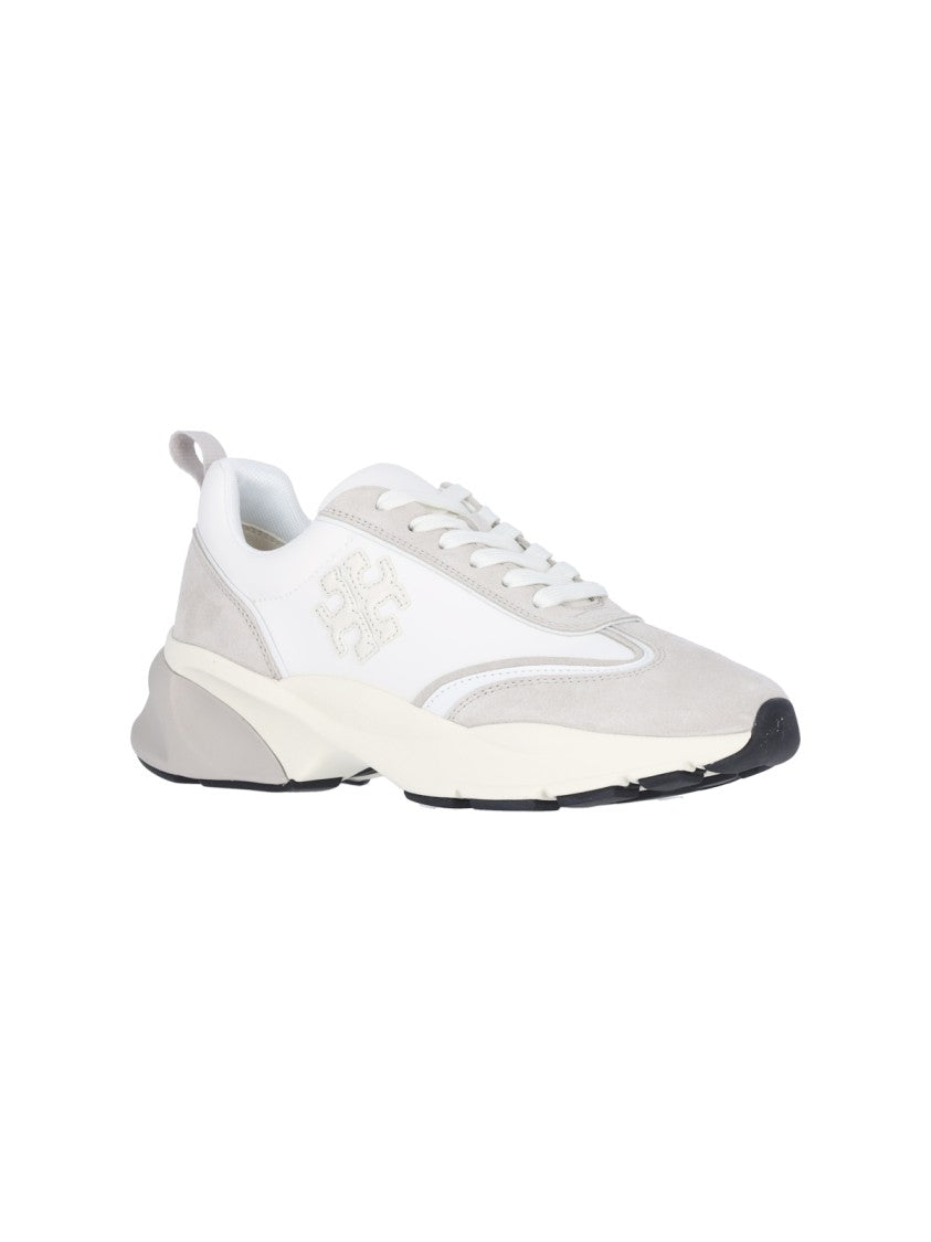 Tory Burch White Leather 'Good Luck' Sneakers – White