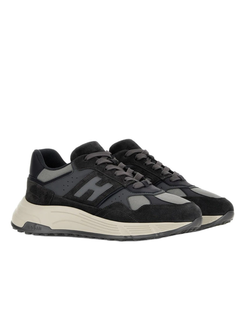 Hogan Contemporary Grey Sneakers With Suede And Mesh Details