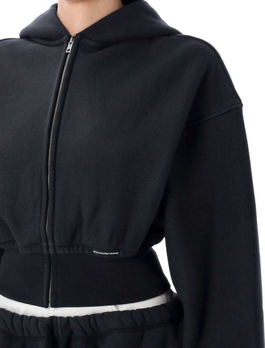 T By Alexander Wang Cropped Zip Up Hoodie